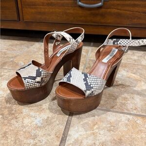 Steve Madden Snakeskin and Brown Platform Sandals